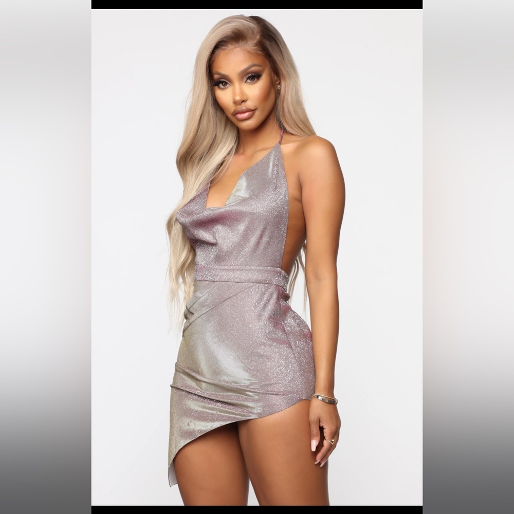 Twinkle in Her Eyes Mini Dress -Rose Gold
